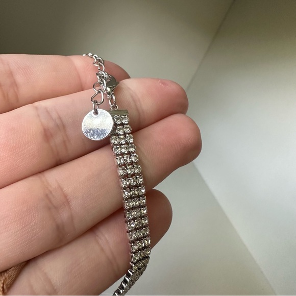 Rhinestone Bow w Tails Girly Choker Necklace - Picture 5 of 5